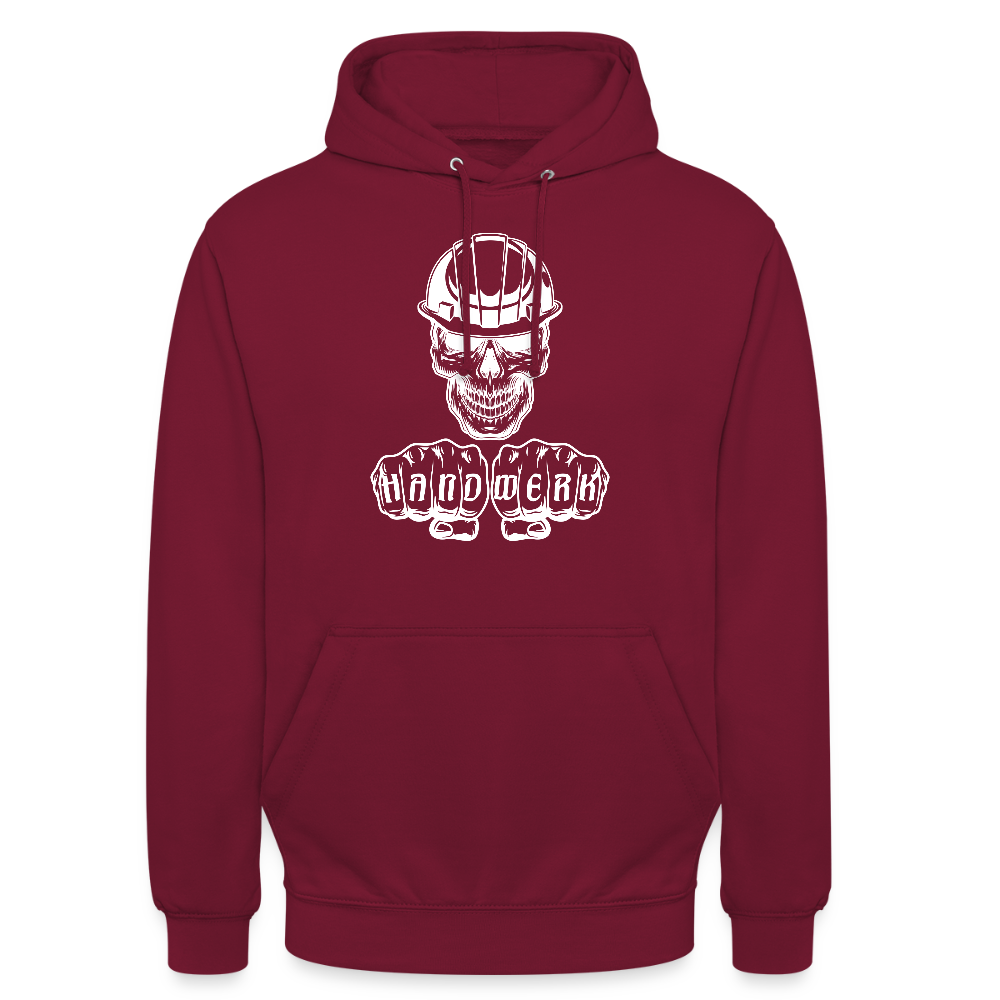 Unisex Hoodie "Skull-Helm-Handwerk" Bordeaux Unisex Hoodie