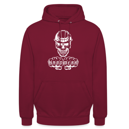 Unisex Hoodie "Skull-Helm-Handwerk" Bordeaux Unisex Hoodie