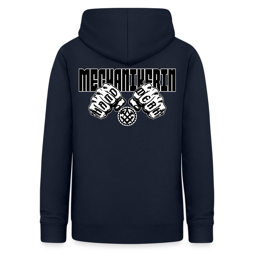 Frauen Hoodie "Mechanikerin" (beidseitig beruckt) Navy Frauen Hoodie