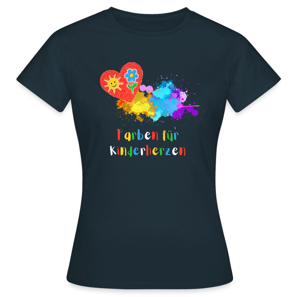 Frauen T-Shirt "Farben für Kinderherzen" Navy Frauen T-Shirt