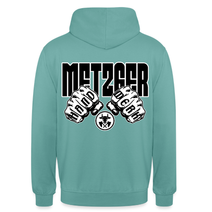 Unisex Hoodie "Metzger" (beidseitig bedruckt) Pastelltürkis Unisex Hoodie