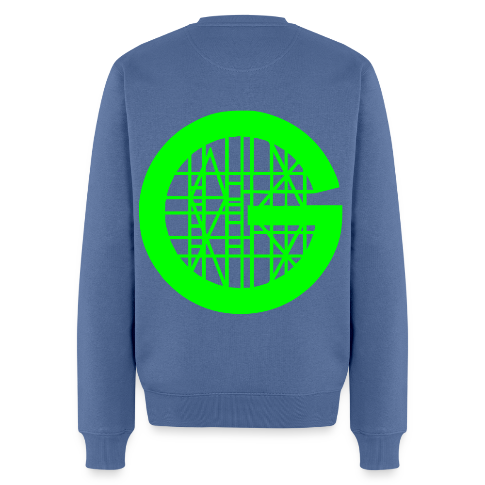 Unisex Premium Pullover "Gerüstbauer" neongrün - Taubenblau