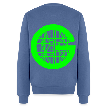 Unisex Premium Pullover "Gerüstbauer" neongrün - Taubenblau