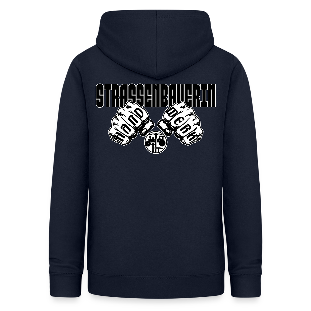 Frauen Hoodie "Strassenbauerin" (beidseitig beruckt) Navy Frauen Hoodie