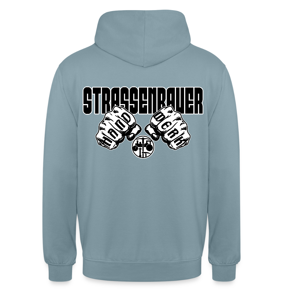 Unisex Hoodie "Strassenbauer" (beidseitig bedruckt) Nebelblau Unisex Hoodie
