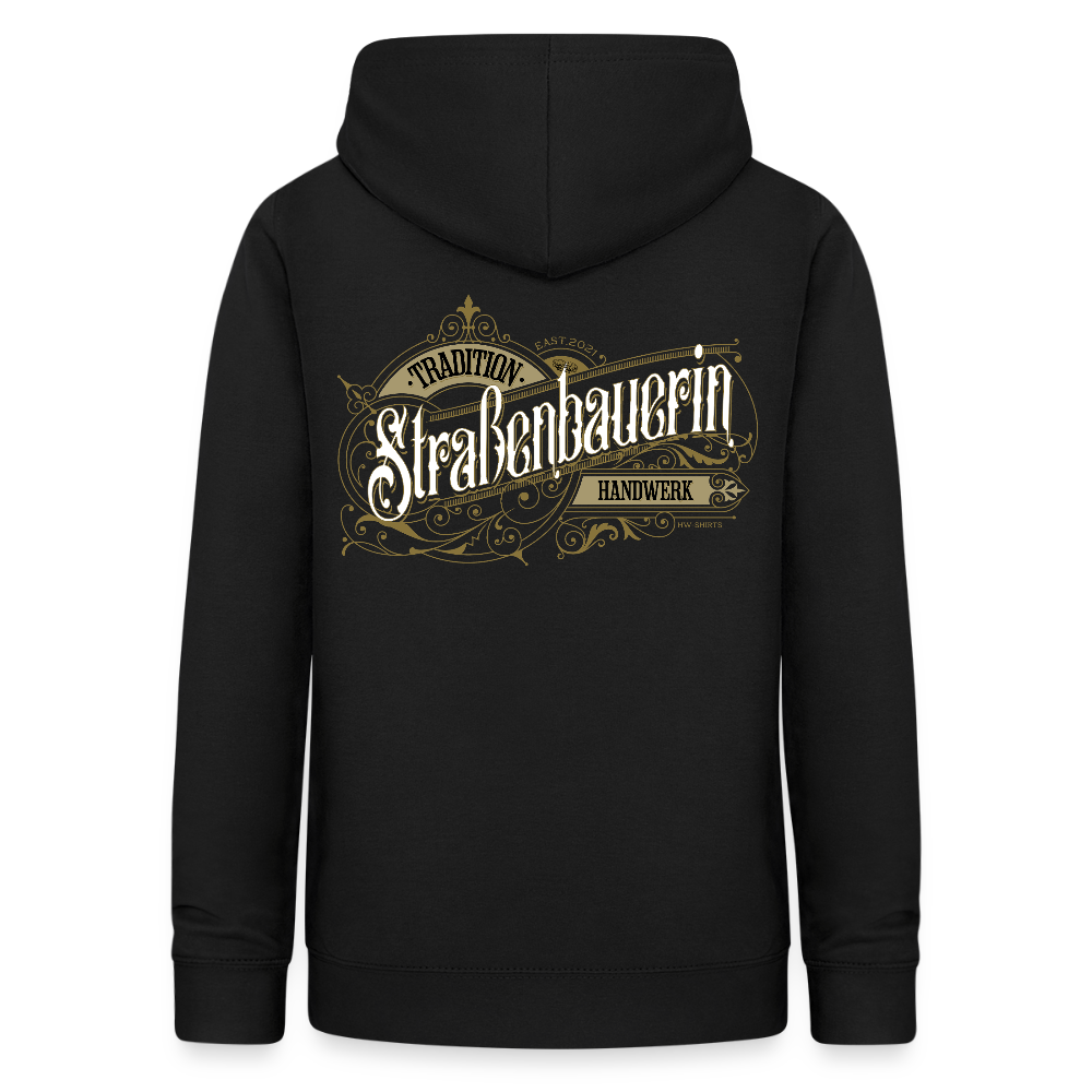 Frauen Hoodie "Strassenbauerin" Nostalgie Handwerk Schwarz Frauen Hoodie