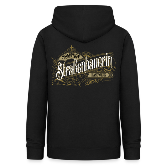 Frauen Hoodie "Strassenbauerin" Nostalgie Handwerk Schwarz Frauen Hoodie