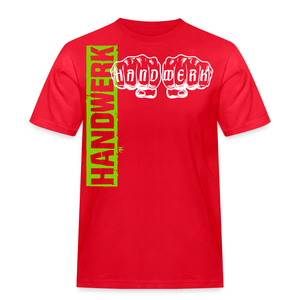 Unisex Workwear T-Shirt "Handwerk" Rot Männer Workwear T-Shirt