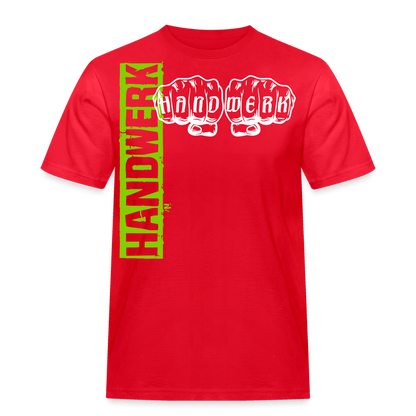 Unisex Workwear T-Shirt "Handwerk" Rot Männer Workwear T-Shirt