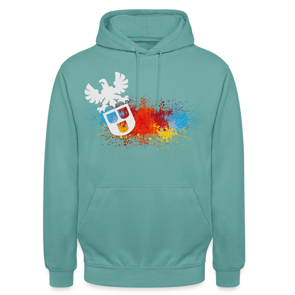 Unisex Hoodie "Maler-Splash" Pastelltürkis Unisex Hoodie