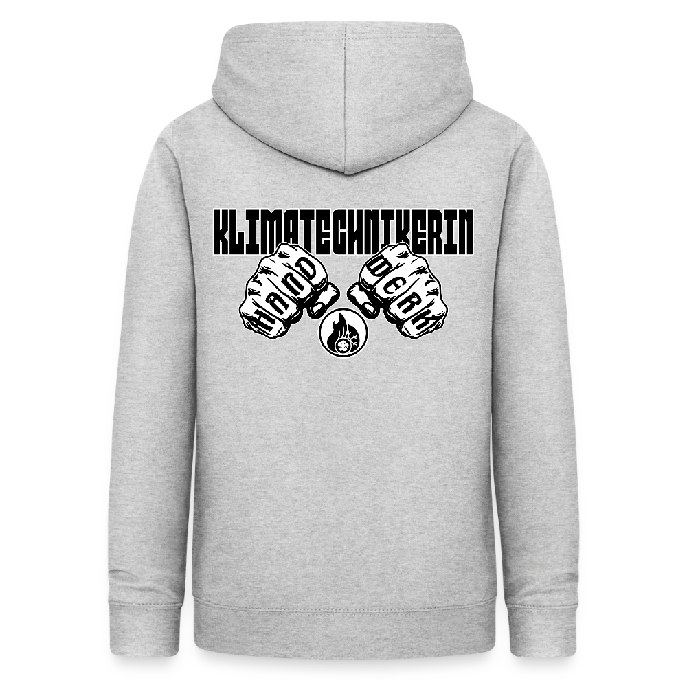 Frauen Hoodie "Klimatechnikerin" (beidseitig beruckt) Hellgrau meliert Frauen Hoodie