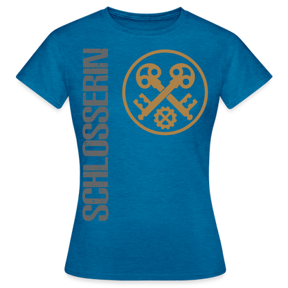 Frauen T-Shirt "Schlosserin" Antikblaues Saphir meliert Frauen T-Shirt