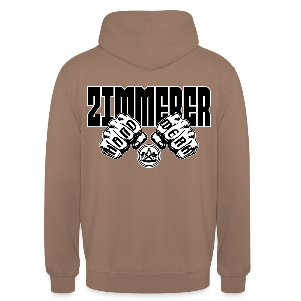 Unisex Hoodie "Zimmerer" (beidseitig bedruckt) Mokka Unisex Hoodie