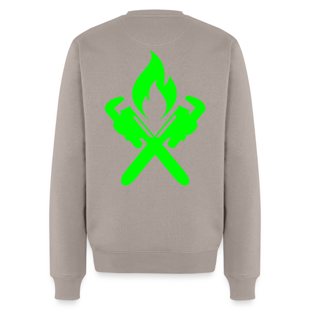 Unisex Premium Pullover "Heizungsbauer" neongrün Taupe Männer Premium Pullover