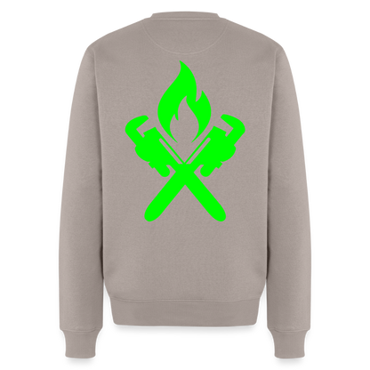 Unisex Premium Pullover "Heizungsbauer" neongrün Taupe Männer Premium Pullover