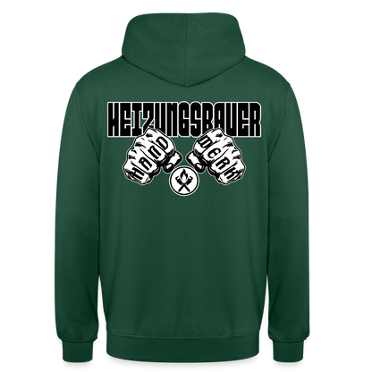 Unisex Hoodie "Heizungsbauer" (beidseitig bedruckt) - Flaschengrün