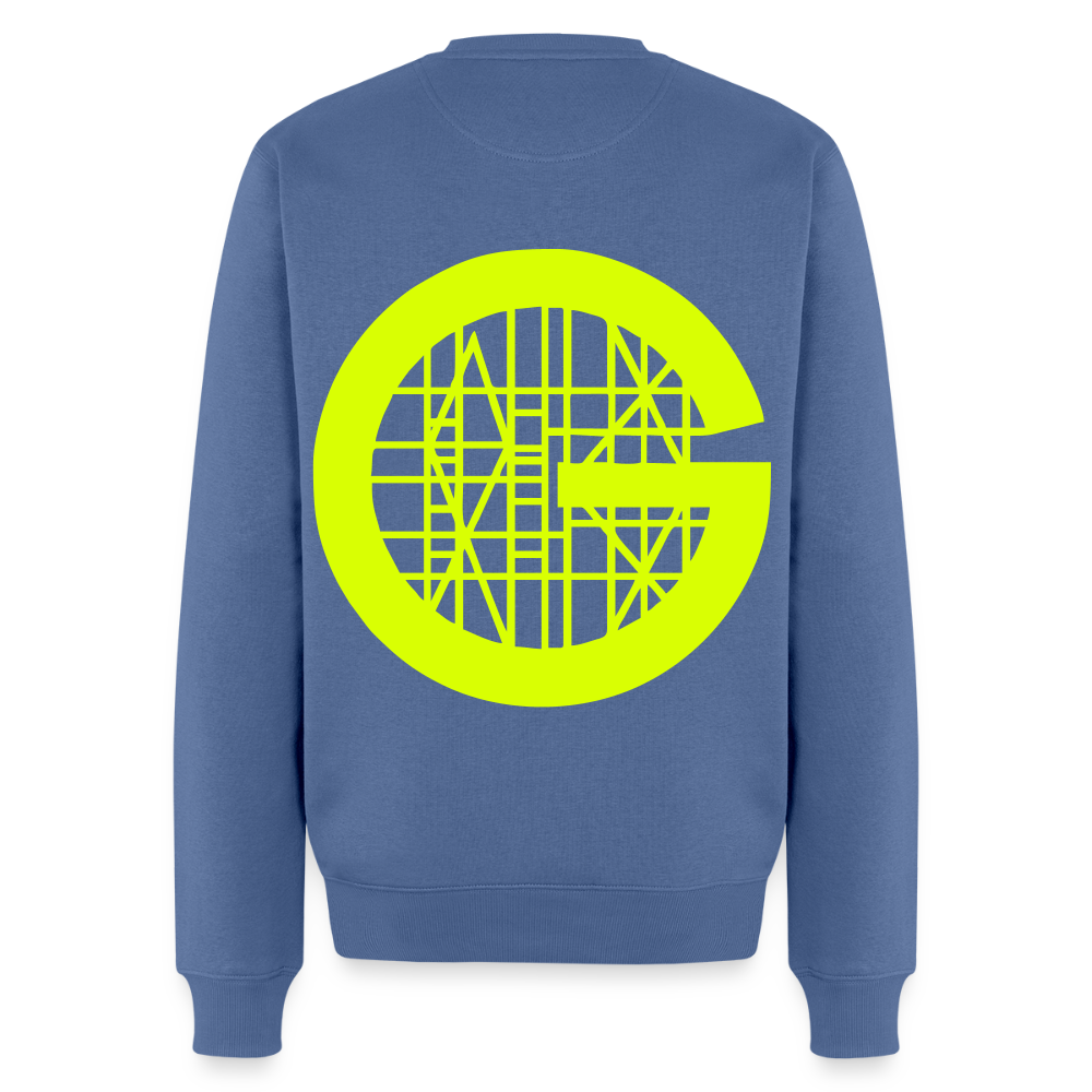 Unisex Premium Pullover "Gerüstbauer" neongelb - Taubenblau