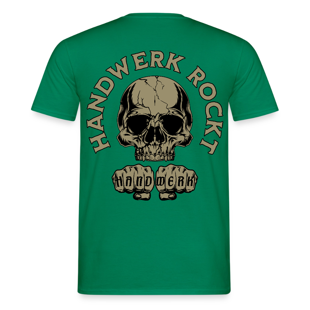 Unisex T-Shirt "Handwerk-Rockt" von Spreadconnect, beidseitig bedruckt, zeigt handwerkliche Motive auf bequemem Männer T-Shirt