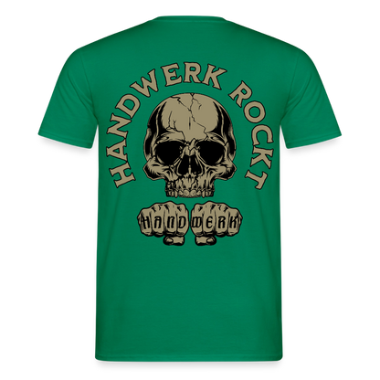 Unisex T-Shirt "Handwerk-Rockt" von Spreadconnect, beidseitig bedruckt, zeigt handwerkliche Motive auf bequemem Männer T-Shirt