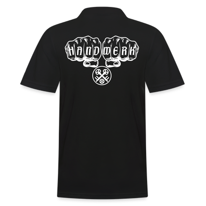 Männer Poloshirt "Schlosser" (hinten bedruckt) Schwarz Männer Poloshirt