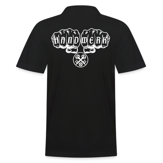 Männer Poloshirt "Schlosser" (hinten bedruckt) Schwarz Männer Poloshirt