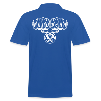 Männer Poloshirt "Dachdecker" (hinten bedruckt) Royalblau Männer Poloshirt