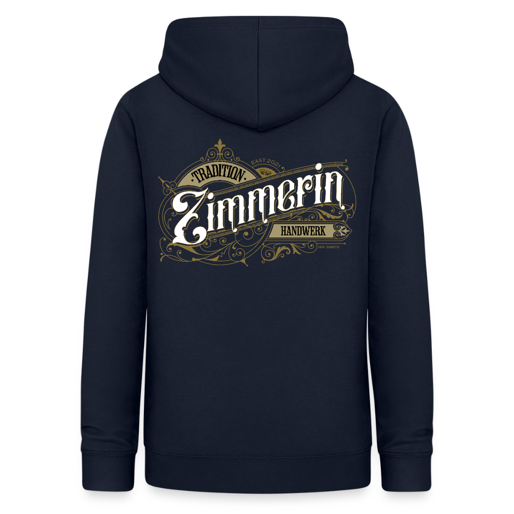 Frauen Hoodie "Zimmerin" Nostalgie Handwerk Navy Frauen Hoodie