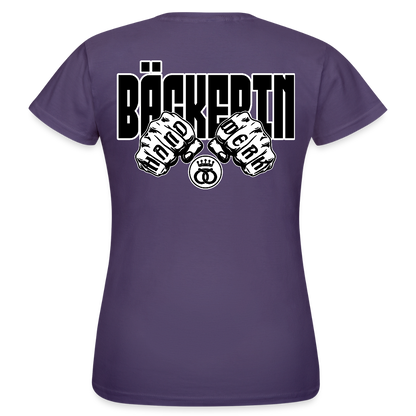 Frauen T-Shirt "Bäckerin" (beidseitig bedruckt) - Dunkellila