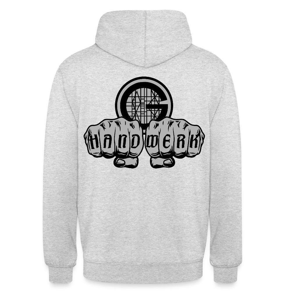 Unisex  Hoodie "Gerüstbauer" beidseitig bedruckt - Hellgrau meliert