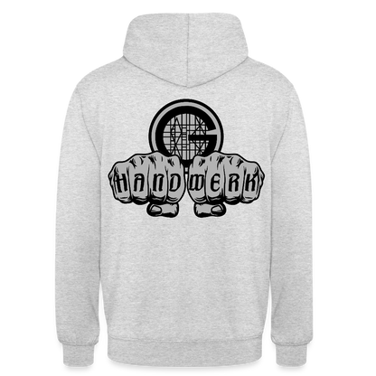 Unisex  Hoodie "Gerüstbauer" beidseitig bedruckt - Hellgrau meliert