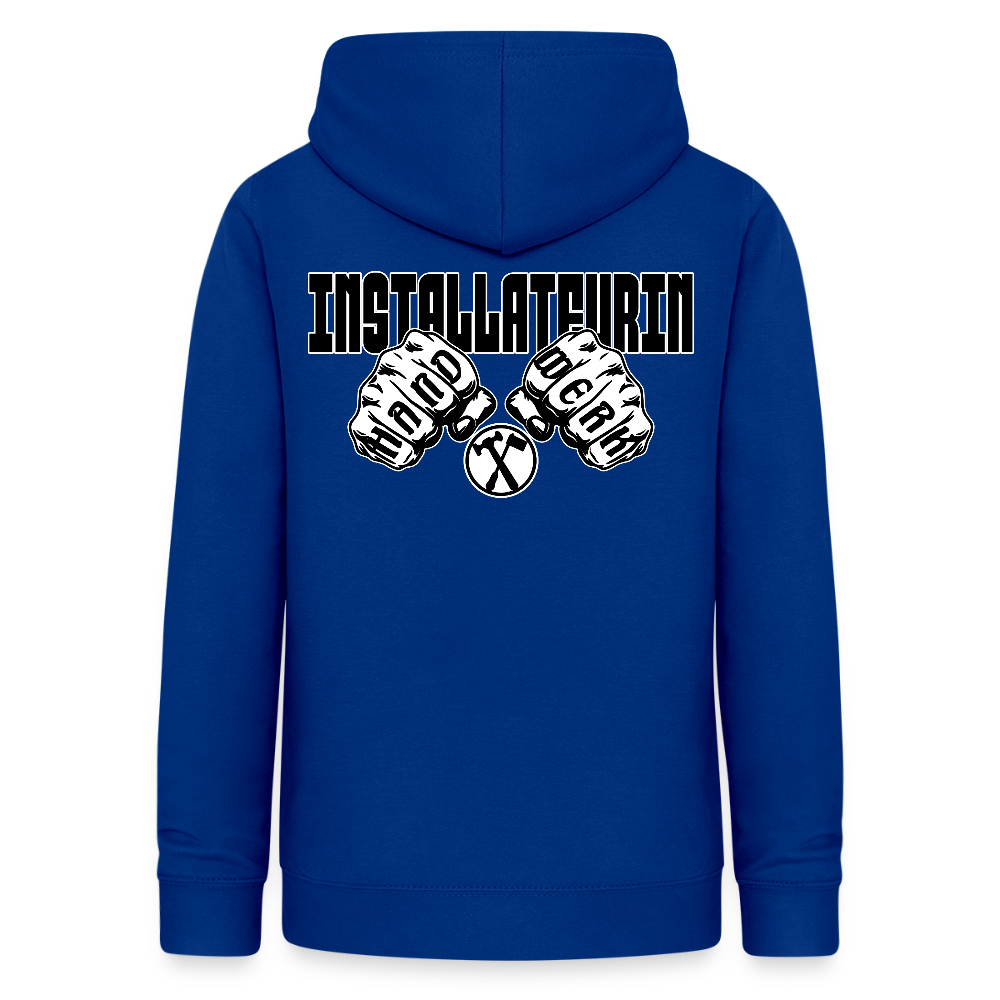 Frauen Hoodie "Installateurin" (beidseitig beruckt) Royalblau Frauen Hoodie