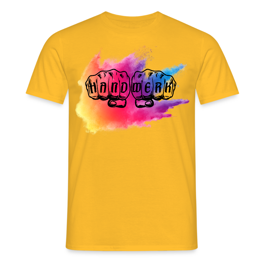 Unisex T-Shirt "Holy-Handwerk" Gelb Männer T-Shirt