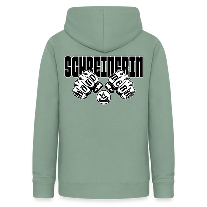 Frauen Hoodie "Schreinerin" (beidseitig beruckt) Graugrün Frauen Hoodie
