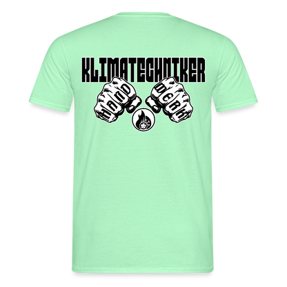 Unisex T-Shirt "Klimatechniker" (beidseitig bedruckt) Mintgrün Männer T-Shirt