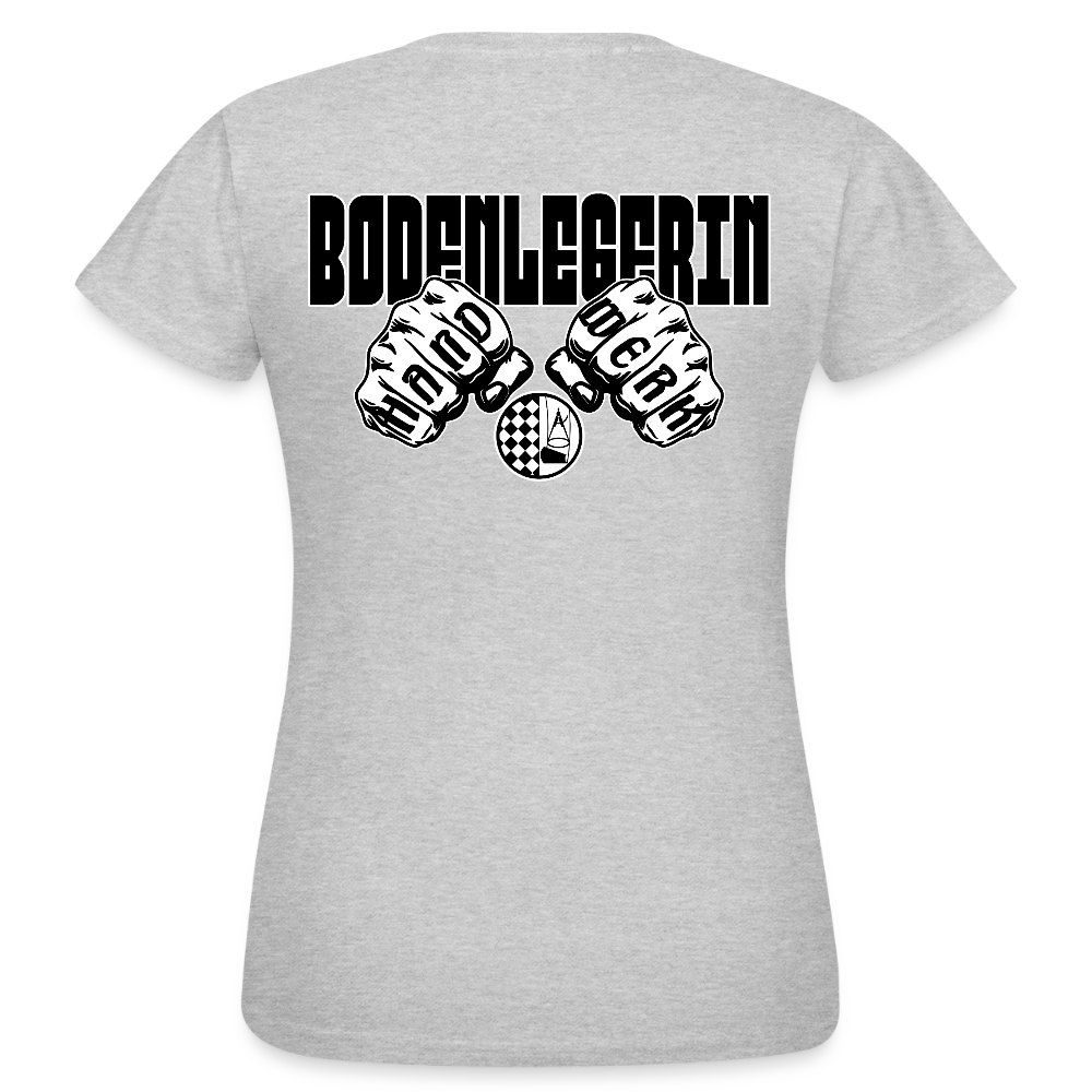 Frauen T-Shirt "Bodenlegerin" (beidseitig bedruckt) Grau meliert Frauen T-Shirt
