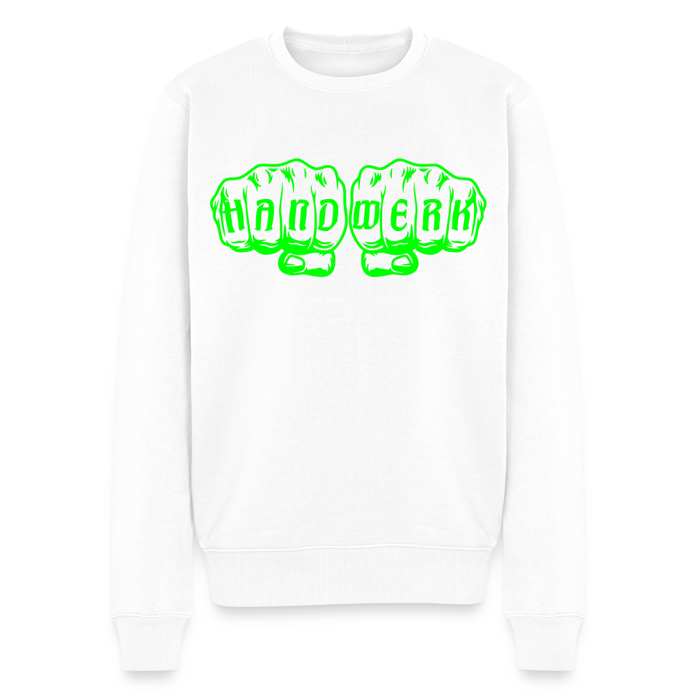 Unisex Premium Pullover "Steinmetz" neongrün Weiß Männer Premium Pullover