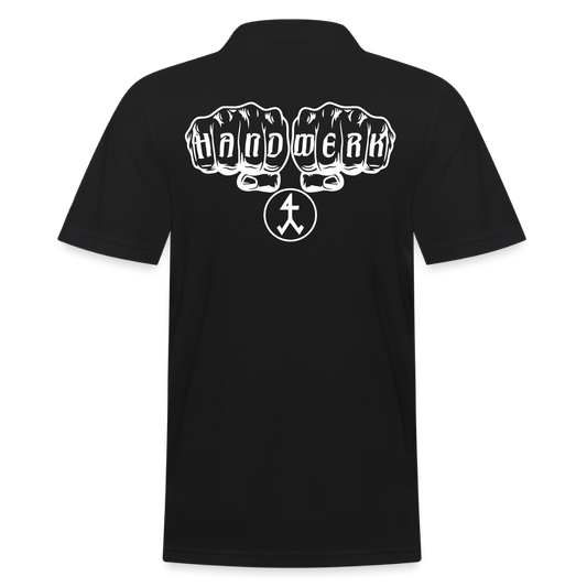 Männer Poloshirt "Steinmetz" (hinten bedruckt) - Schwarz
