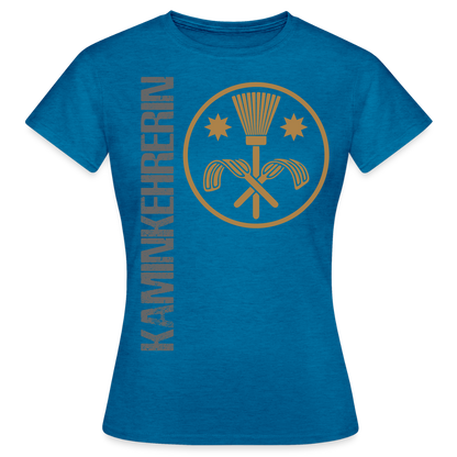 Frauen T-Shirt "Kaminkehrerin" Antikblaues Saphir meliert Frauen T-Shirt