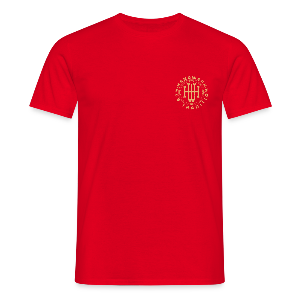 Unisex T-Shirt "Handwerk" (beidseitig bedruckt) Rot Männer T-Shirt
