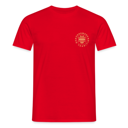Unisex T-Shirt "Handwerk" (beidseitig bedruckt) Rot Männer T-Shirt