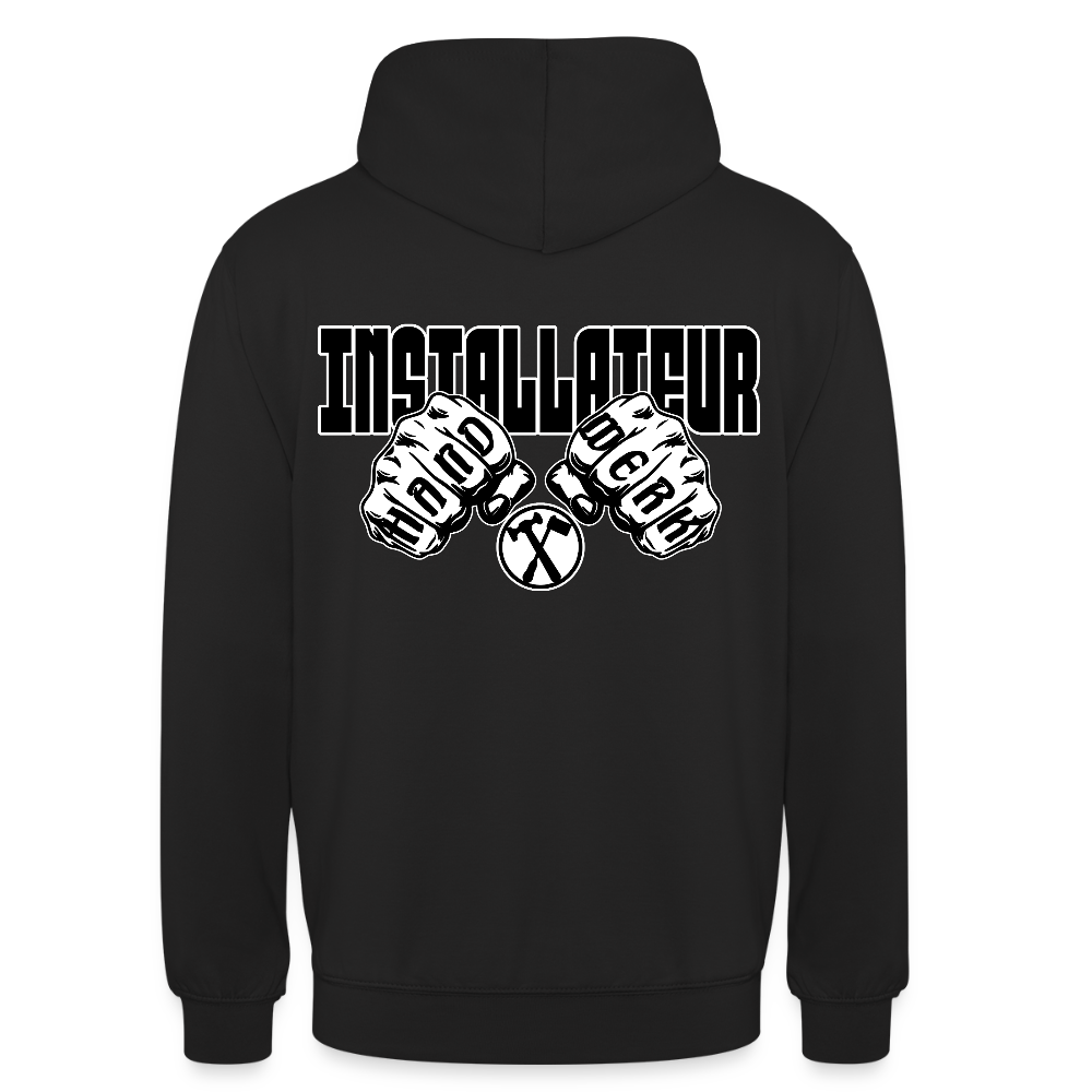 Unisex Hoodie "Installateur" (beidseitig bedruckt) Schwarz Unisex Hoodie