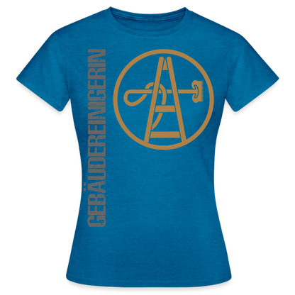 Frauen T-Shirt "Gebäudereinigerin" Antikblaues Saphir meliert Frauen T-Shirt