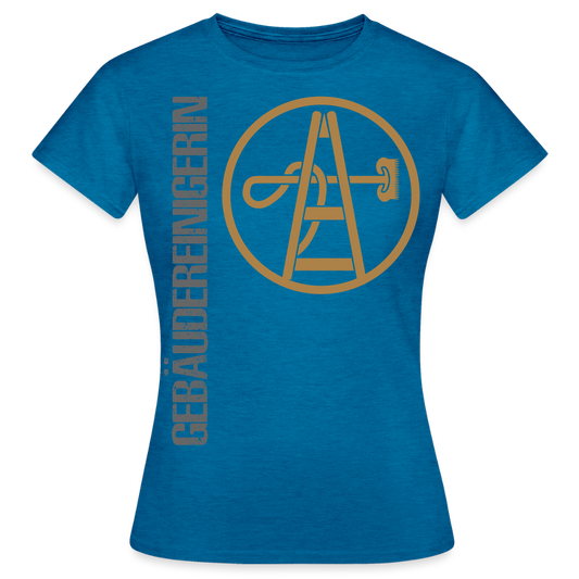 Frauen T-Shirt "Gebäudereinigerin" - Antikblaues Saphir meliert