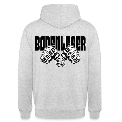 Unisex Hoodie "Bodenleger" (beidseitig bedruckt) - Hellgrau meliert