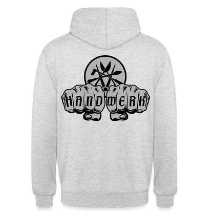 Unisex Hoodie "Spengler" beidseitig bedruckt - Hellgrau meliert