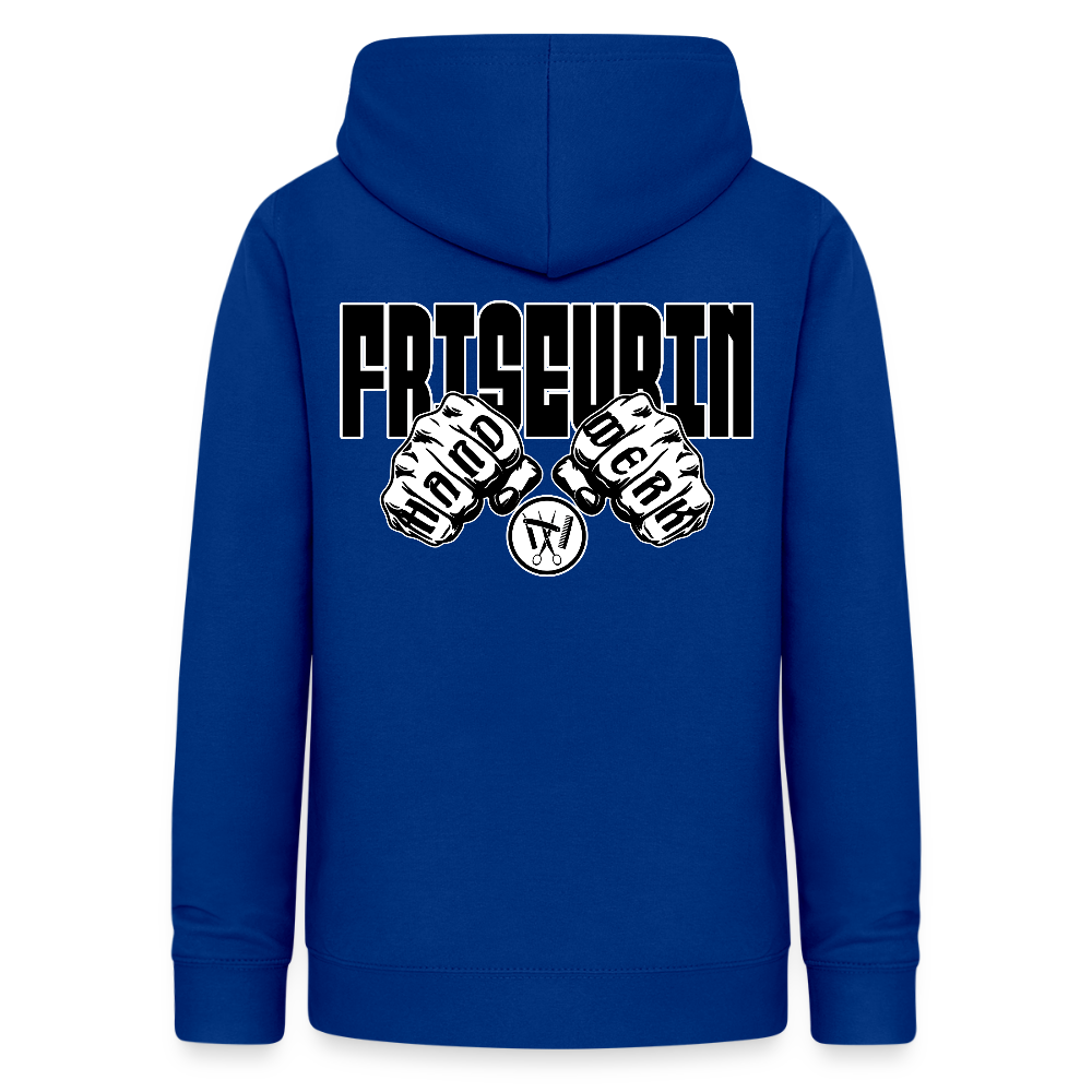 Frauen Hoodie "Friseurin" (beidseitig beruckt) Royalblau Frauen Hoodie