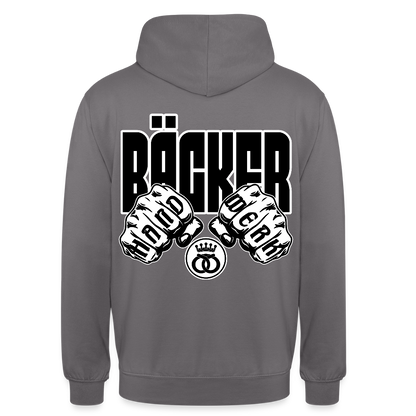 Unisex Hoodie "Bäcker" (beidseitig bedruckt) - Mittelgrau