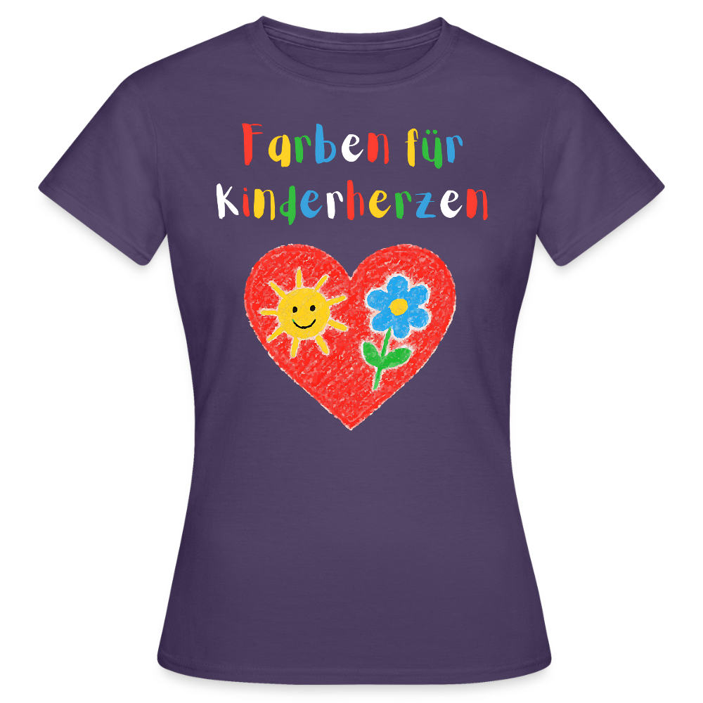 Frauen T-Shirt "Farben für Kinderherzen" Dunkellila Frauen T-Shirt
