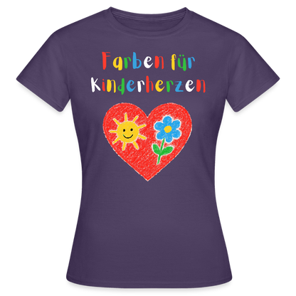 Frauen T-Shirt "Farben für Kinderherzen" Dunkellila Frauen T-Shirt