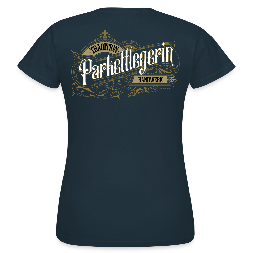Niedliches Frauen T-Shirt "Parkettlegerin"-Nostalgie von Spreadconnect, mit vintage Design und weichem Stoff.